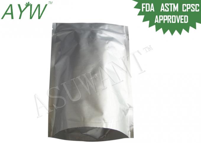 Silver Pure Aluminum Mylar Foil Bags 50X PET / PE With Reclosable Zip Lock