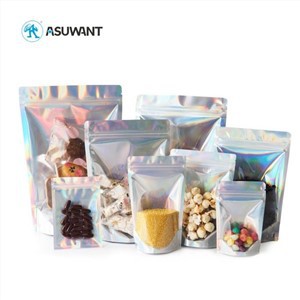 کیسه ziplock هولوگرافی برای آب نبات آرایشی مواد غذایی برس