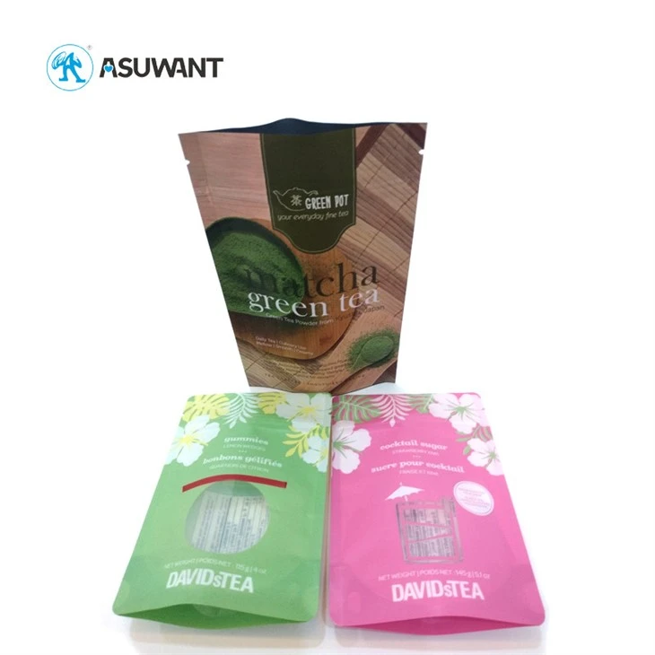 1 / 8oz Stand Up Food Packaging Bags Double Track Tab For Dried Flower Tea