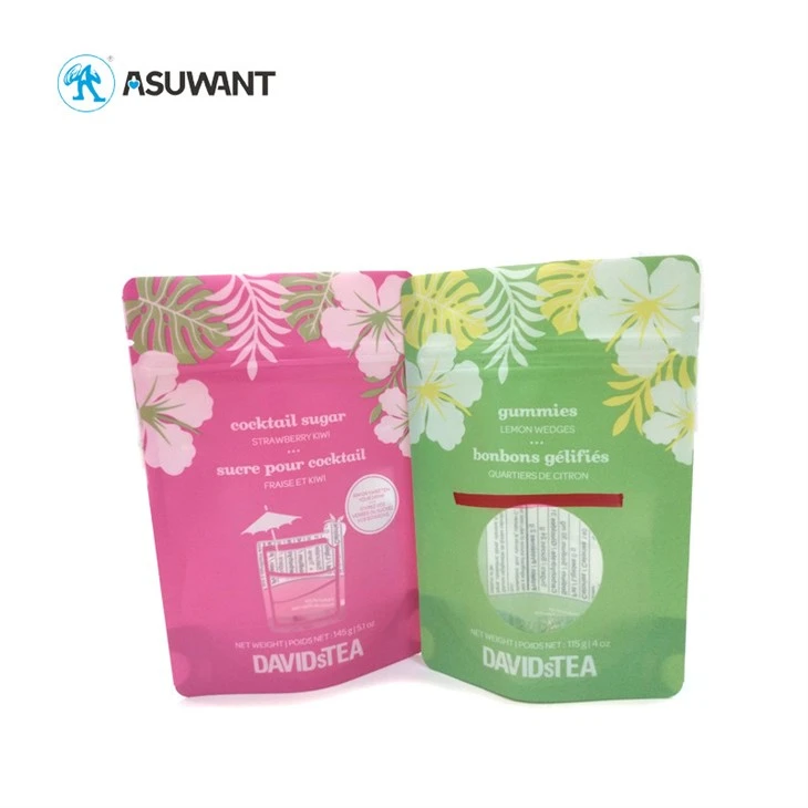 1 / 8oz Stand Up Food Packaging Bags Double Track Tab For Dried Flower Tea