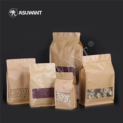 کیسه های قابل قبول Kraft Craft Pouch Up Up ، کیسه های قهوه کاغذی 1 کیلوگرم Kraft Doypack برای ذخیره آجیل