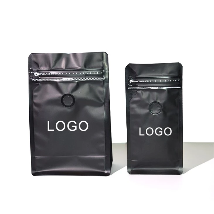 Custom 1/4 Pb 1/2 Pb 1 Pb Food Grade Coffee Bag Flat Bottom Pouch With Valve