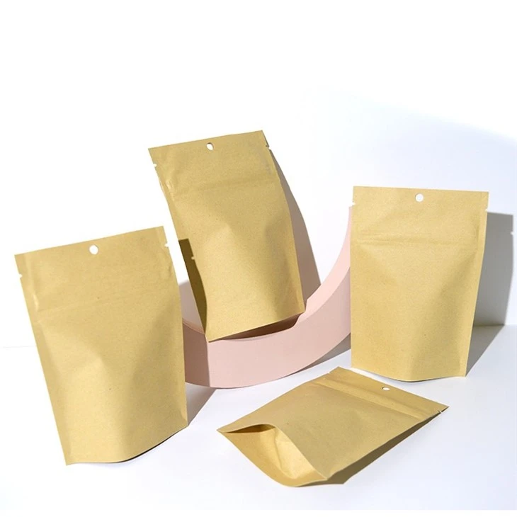 Eco Compostable Bags Biodegradable PLA Packing Ziplock Craft Kraft Paper Food Dried Fruits Custom Stand Up Pouch Packaging Bag